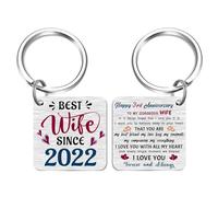 FALOGI 3rd Wedding Anniversary Keyring for Wife, Happy 3rd Anniversary Wife, Best Wife Gifts Since 2022