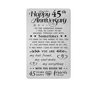FALOGI 45th Anniversary Card Gifts for Wife, Happy 45 Year Anniversary Card, Metal Engraved Wallet Card