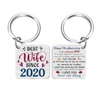 FALOGI 5th Wedding Anniversary Keyring for Wife, Happy 5th Anniversary Wife, Best Wife Gifts Since 2020