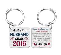 FALOGI 9th Wedding Anniversary Keyring for Husband, Happy 9th Anniversary Husband, Best Husband Gifts Since 2016