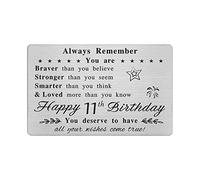 FALOGI Happy 11th Birthday Card - You Are Loved More Than You Know - 11 Year Old Birthday Gifts for Boy Girl, Personalised Engraved Wallet Card