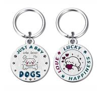 FALOGI Just A Boy Who Loves Dogs Gifts, Lucky Dog Gifts for Men, Dog Lover Keyring for Boys