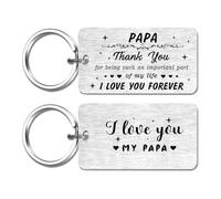 FALOGI Personalised Papa Keyring from Daughter Son, Engraved I Love You Dad Gift, Papa Present for Birthday Father's Day Christmas