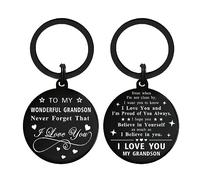 FALOGI To My Grandson Keyring, Grandson Gifts for Boys Men, I Love My Grandson Keychain
