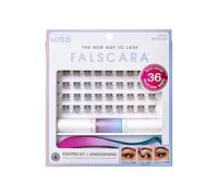 FALSCARA Complete DIY Eyelash Extensions Starter Kit, Bond & Seal, Precision Applicator & 36 Lengthening 10mm-12mm Natural Volume Lash Extension Wisps, Sporty Style & Rounded Shape