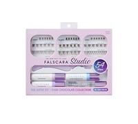 FALSCARA STUDIO Eyelash Extension Kit, 54 Clusters Stackable Lashes Medium Volume 10mm-14mm Dark Chocolate False Eyelashes InfuseBond Waterproof Seal BondBoost