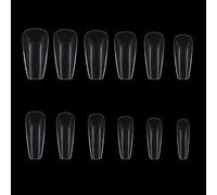 False Artificial Tip Long Full Cover Nail Finger Sculpted-Home Manicure Tool Fake Nails Transparent Natural 504x Tips Refill-packs Square Acrylic Glue-gel Kit With Uv Light Square Long Clear
