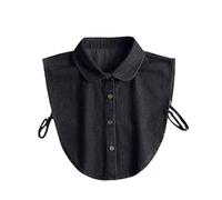 False Collar Denim Detachable Half Blouse Shirt Womens Women's Fake Collar Simple Solid Color Checked Button Down False Collars for Women Men Sweaters Collarless Clothes Adjustable One Size
