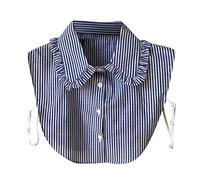 False Collars Shirt Detachable Denim Fake Collar Womens Half-Shirt Blouse Detachable Lace Chiffon Fake Collars Dicky Collar #2_Light Blue One Size