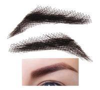False Eyebrows Human Hair - Real Hair Crochet Brows, Lace Eyebrow Extensions | Reusable Fake Eyebrow Set for Women Men, Natural 3D Hairpiece for Makeup Cosplay Film Stage Beauty and Holiday Events