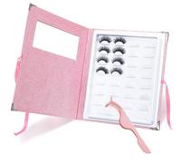 False Eyelash Storage Book Protable 16 Pari Eyelashes Organizer Holder Case Lash Contanier Box Glitter Cover Lash Container Empty Case with Eyelash Tweezer Pink
