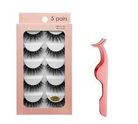 False Eyelashes 10 Pairs 3D Mink Lashes Handmade Natural Thick Eyelashes Reusable Cruelty-Free Eyelash Set - Contains Tweezers (G604)