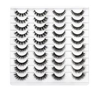 False Eyelashes 20 Pairs Fluffy Eye Look 15MM Natural Strip Lashes Clear Band Extensions Fake Eyelash 8D Faux Mink Lashes Wholesale Bulk Pack