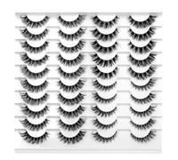 False Eyelashes 20 Pairs Fluffy Eye Look 15MM Natural Strip Lashes Clear Band Extensions Fake Eyelash 8D Faux Mink Lashes Wholesale Bulk Pack