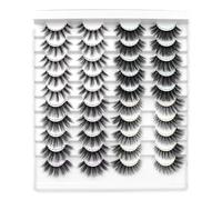 False Eyelashes 20 Pairs - Professional Reusable 3D Wispy Lashes - Natural Water-resistant Thick Fluffy Fake Eyelashes Faux Eyelashes(Half Lashes -4 Styles)