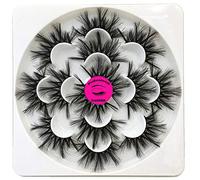 False Eyelashes 25mm Lashes Long 8D Mink Lashes Dramatic Volume Fluffy Eye Lashes Pack for Women 7Pairs Soft Reusable Fake Eyelashes