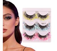 False Eyelashes, 3 Pair Glitter Lightweight Eye Make Up Supplies, Glitter Lashes, for Stage Carnival Party Festival Performance Club Women Girls