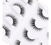 False Eyelashes 3D Wispy Eyelashes Natural Look Cat Eye Lashes Fox Eye Lashes Wispy Fluffy Faux Mink Lashes Natural Look False Lashes Pack by Himirell 4 Pairs