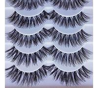 False Eyelashes 5 Pairs, Professional Reusable 3D Mink Lashes, Natural Thick Fluffy Fake Eyelashes Faux Mink Eyelashes, Natural Look Long Thick Eyelashes for Makeup Eyelashes Extension Black