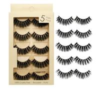 False Eyelashes 5 Pairs Reusable Russian Strip Lashes 14mm Wispy Lashes Thick Natural Eyelashes Dramatic Full Long Faux Mink Eye Lashes for Drama Cosplay
