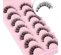 False Eyelashes 6D Lightweight Natural Comfortable Demi Wispy Cat Eye Lashes Clear Band Daily Eyelashes Strips Fluffy Soft Fake Eyelashes Packs,wispy lashes,demi wispies eyelashes