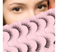 False Eyelashes 6D Lightweight Natural Comfortable Demi Wispy Cat Eye Lashes Clear Band Daily Eyelashes Strips Fluffy Soft Fake Eyelashes 8 Pairs Packs By Himirell,wispy lashes,demi wispies