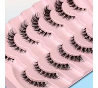False Eyelashes 6D Lightweight Natural Comfortable Demi Wispy Cat Eye Lashes Clear Band Daily Eyelashes Strips Fluffy Soft Fake Eyelashes Packs,wispy lashes,demi wispies eyelashes