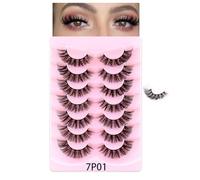 False Eyelashes 7 Pairs Fluffy Wispy Lashes 20mm Dramatic Volume Faux Mink Lash Strips Natural Look Reusable Eyelashes for Daily or Party Makeup（#E）