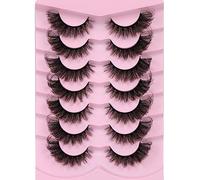 False Eyelashes Cat Eye Lashes Fluffy Wispy Natural Eyelashes 20MM False Lashes Pack 8D Dramatic Volume Faux Mink Lash Strips 7 Pairs
