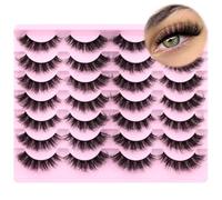 False Eyelashes Cat Eye Volume Mink Lashes zanlufly Thick False Eyelashes Natural Curly False Eyelashes 18mm Full Volume 8D 14 Pairs Pack