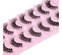 False Eyelashes Clear Band Small Faux Mink Natural Look Cat Eye 13MM Short Fluffy 3D Light Volume Eyelash Pack 7 Pairs