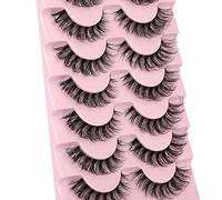 False Eyelashes Clear Band Small Faux Mink Natural Look Cat Eye 13MM Short Fluffy 3D Light Volume Eyelash Pack 7 Pairs