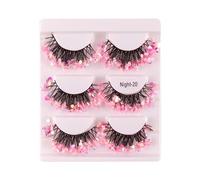 False Eyelashes, Close Curve Conformity, 11.2x9.2cm, 3 Pairs Of Eyelashes, Luminous Glitter Artificial Lash Extensions, Fluorescent Glitter Design, For Women Girls Girlfriend