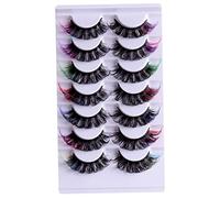 False Eyelashes, Colored Eye Lashes, Fluffy Wispy Russian Strip Lashes Fake Eyelashes with Color D Volume Curly Faux Mink Lashes 7 Colors