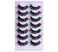 False Eyelashes Colored Lashes 7 Colors Fluffy Wispy Russian Strip Lashes Falseeyelashes with Color D Volume Curly Faux Mink