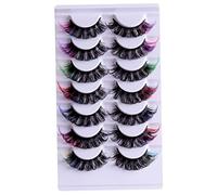 False Eyelashes Colored Lashes Fluffy Wispy Russian Strip Lashes Fluffy Cluster Lashes with Color D Volume Curly Faux Mink Lashes 7 Colors