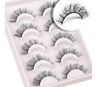 False Eyelashes Faux Mink Lashes Wispy 14mm Strip Natural Look Lashes Fake Eyelashes Fluffy Curly Soft Cat Eye Lashes Pack 5 Pairs by Himirell