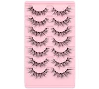 False Eyelashes Faux Wispy Mink Lashes Natural C Curl Eyelashes Fluffy Cat Eye Lashes Pack 5D 7 Pairs Fake Eyelashes Pack by Himirell