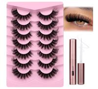 False Eyelashes Fluffy Cat Eye Natural Faux Mink Lashes Dramatic Wispy Fox Eye 17MM Strip Fake Lashes Look Like Eyelash Extensions Pestañas 7 Pairs Pack