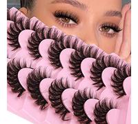 False Eyelashes Fluffy Cat Eye Natural Faux Mink Lashes Dramatic Wispy Fox Eye 17MM Strip Fake Lashes Look Like Eyelash Extensions Pestañas 7 Pairs Pack
