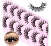 False Eyelashes Fluffy Cat Eye Natural Faux Mink Lashes Dramatic Wispy Fox Eye 17MM Strip Fake Lashes Look Like Eyelash Extensions Pestañas 7 Pairs Pack