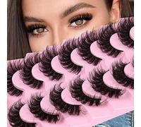 False Eyelashes Fluffy Cat Eye Natural Faux Mink Lashes Dramatic Wispy Fox Eye 17MM Strip Fake Lashes Look Like Eyelash Extensions Pestañas 7 Pairs Pack