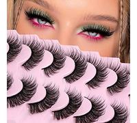 False Eyelashes Fluffy Cat Eye Natural Faux Mink Lashes Dramatic Wispy Fox Eye 17MM Strip Fake Lashes Look Like Eyelash Extensions Pestañas 7 Pairs Pack
