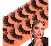 False Eyelashes Fluffy Cat Eye Natural Faux Mink Lashes Dramatic Wispy Fox Eye 17MM Strip Fake Lashes Look Like Eyelash Extensions Pestañas 7 Pairs Pack