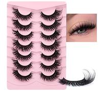 False Eyelashes Fluffy Cat Eye Natural Faux Mink Lashes Dramatic Wispy Fox Eye 17MM Strip Fake Lashes Look Like Eyelash Extensions Pestañas 7 Pairs Pack
