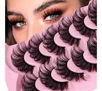 False Eyelashes Fluffy Cat Eye Natural Faux Mink Lashes Dramatic Wispy Fox Eye 17MM Strip Fake Lashes Look Like Eyelash Extensions Pestañas 7 Pairs Pack
