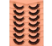 False Eyelashes Fluffy Cat Eye Natural Faux Mink Lashes Dramatic Wispy Fox Eye 17MM Strip Fake Lashes Look Like Eyelash Extensions Pestañas 7 Pairs Pack