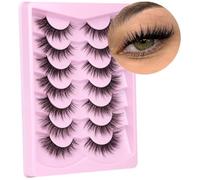 False Eyelashes Fluffy Faux Mink Lashes 18mm Wispy Lashes Cat Eye Flowers Strip Lashes Pack by