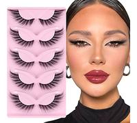 False Eyelashes Fluffy Fox Eye Lashes Sexy Cat Eye Eyelashes Soft Winged Angel Fake Lashes Wispy Lightweight Faux Mink Lashes(5 Pairs)