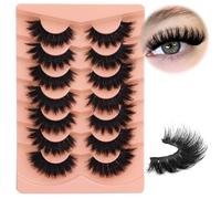 False Eyelashes Full Mink Lashes Long Eyelashes Thick Russian Strip Lashes Eye Volume Lash Strips D Curvature Dramatic 7 Pairs Fake Lash Extensions
